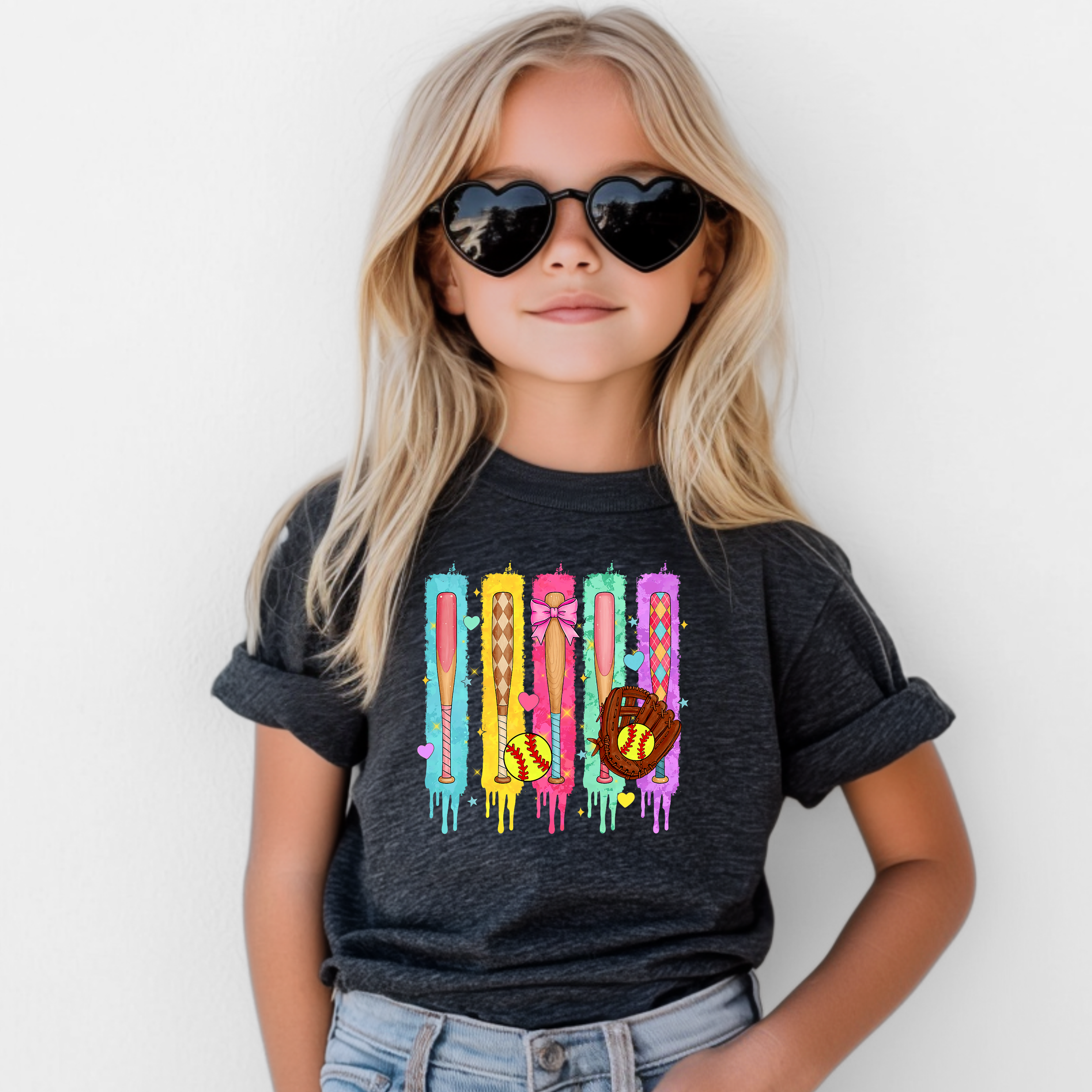 Vibrant Dripping Softball Bats Tee
