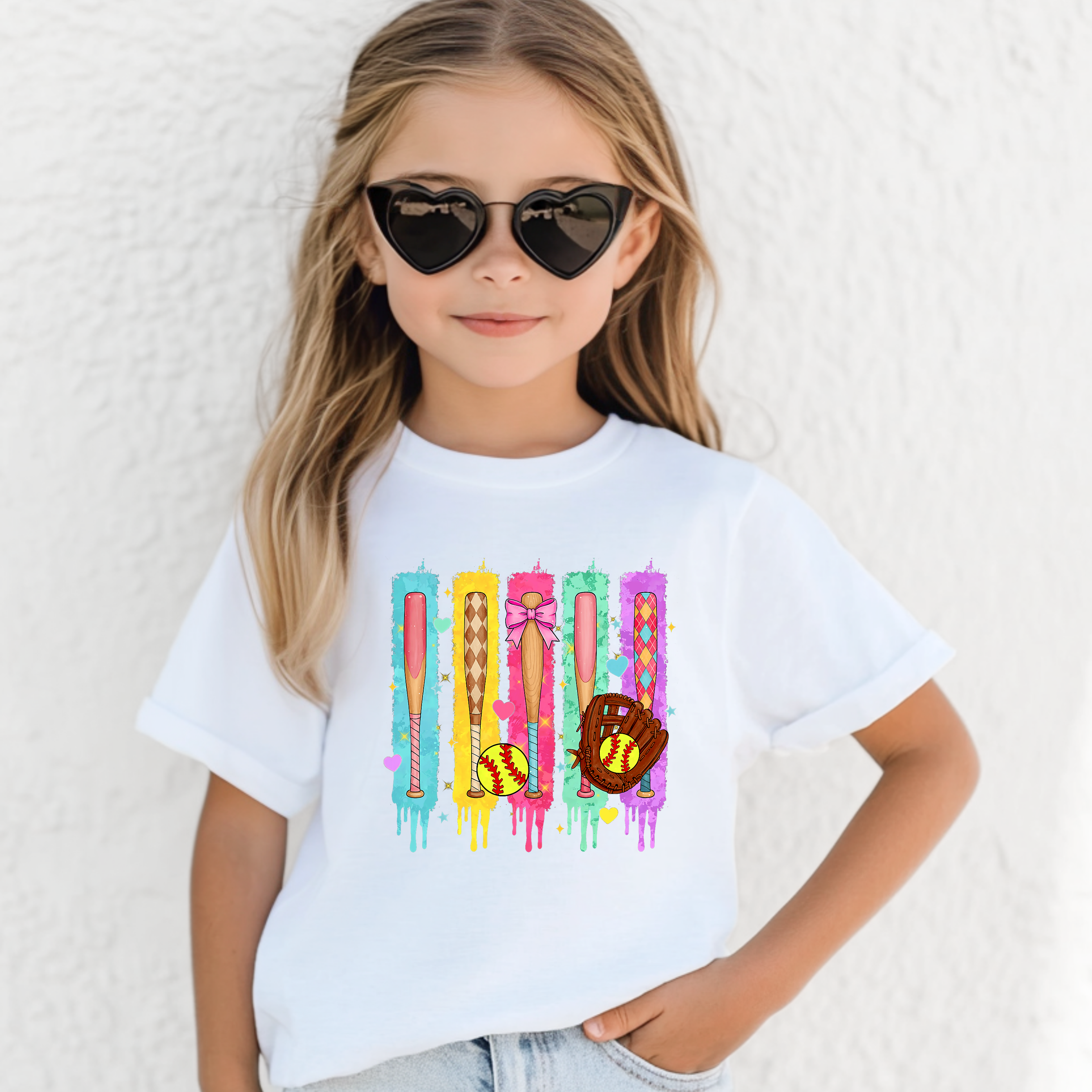 Vibrant Dripping Softball Bats Tee